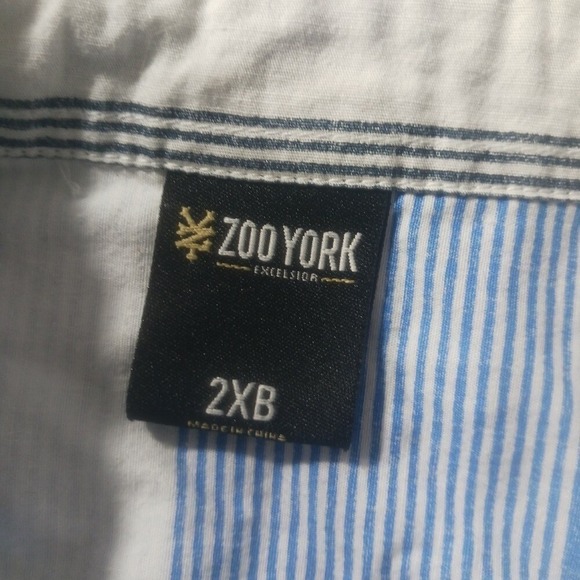 Zoo York Striped Button-Up Shirt Blue White Casual Long Sleeve Men's 2XB Skater - Picture 2 of 7